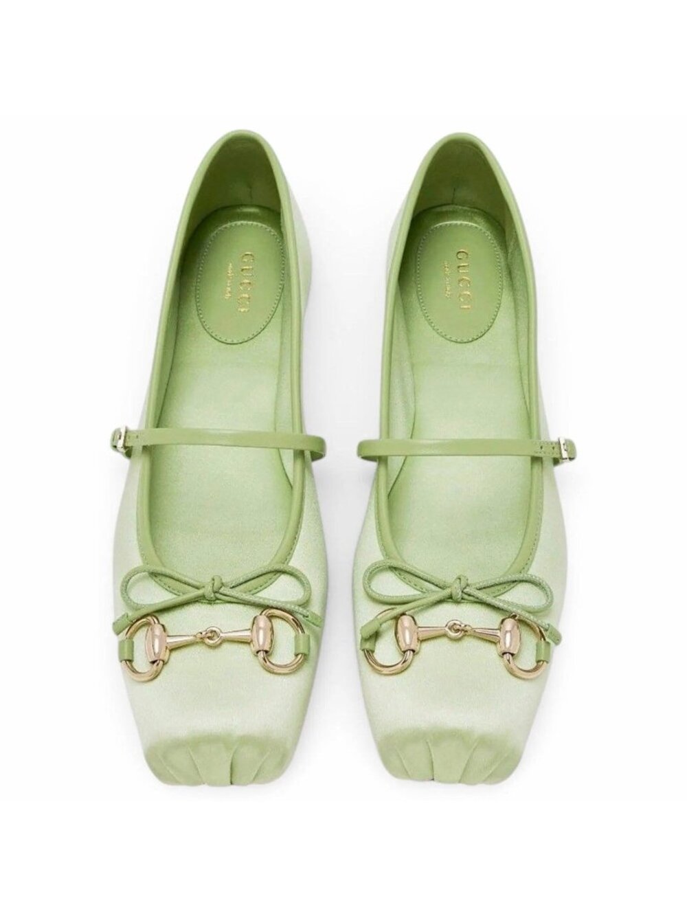 NEW GUCCI HORSEBIT GREEN BALLET FLATS PASTEL GREEN SZ 37.5 EU